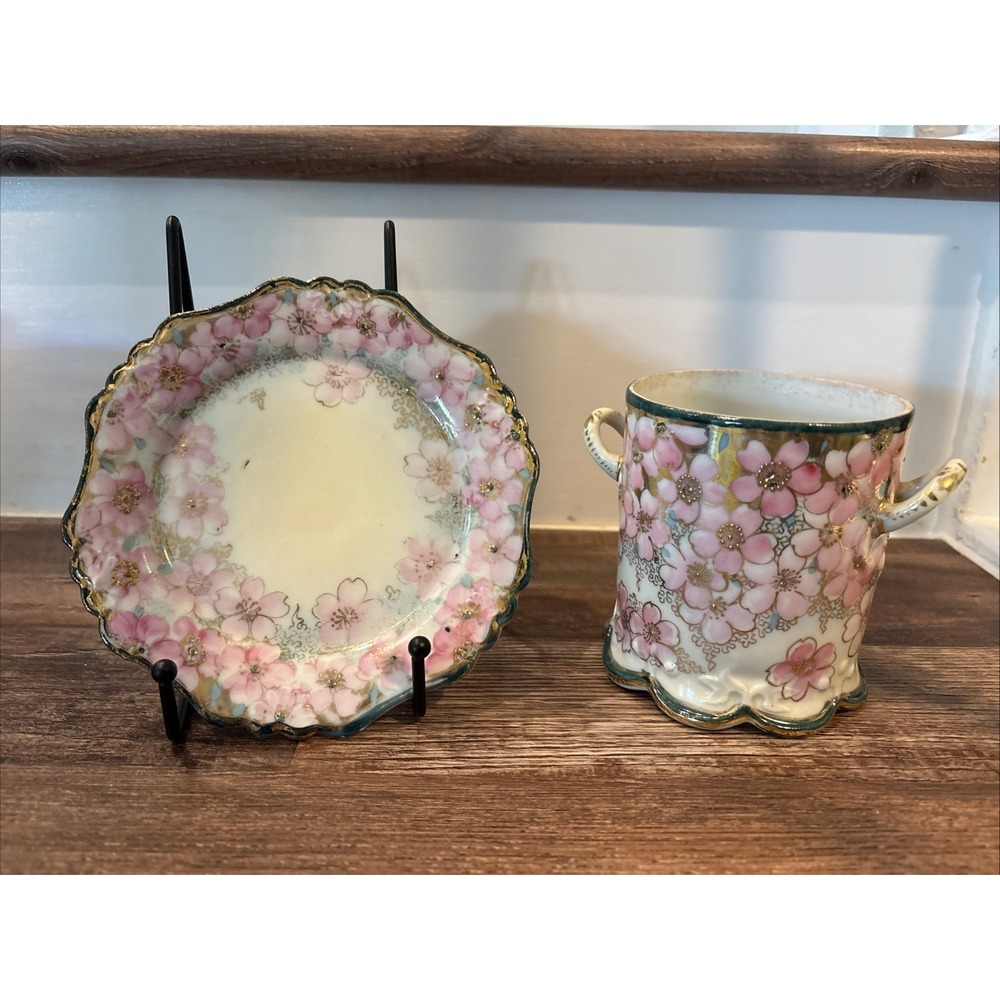 Old ROYAL KINRAN NIPPON CONDENSED MILK JAR CUP AND UNDER PLATE